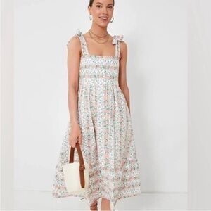 Tuckernuck Floral Midi Dress - White and Pink XXL